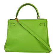 Hermes 1998 Apple Green Gulliver Kelly 28 Retourne 2way Shoulder Handbag