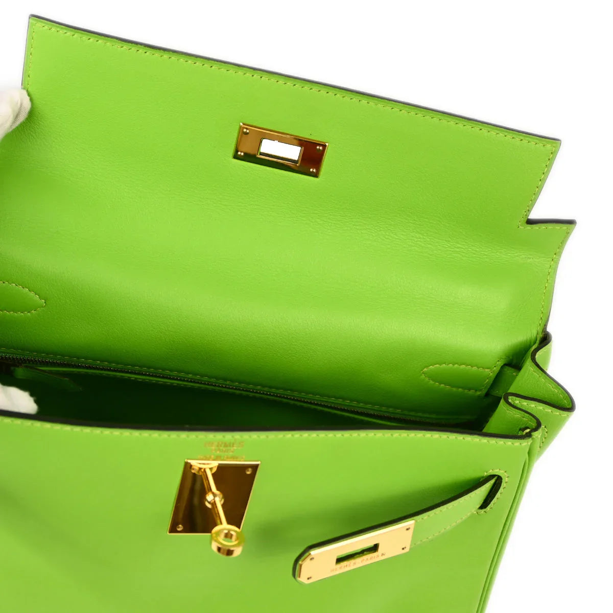 Hermes 1998 Apple Green Gulliver Kelly 28 Retourne 2way Shoulder Handbag