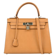 Hermes 2007 Natural Vache Liegee Kelly 28 Sellier 2way Shoulder Handbag