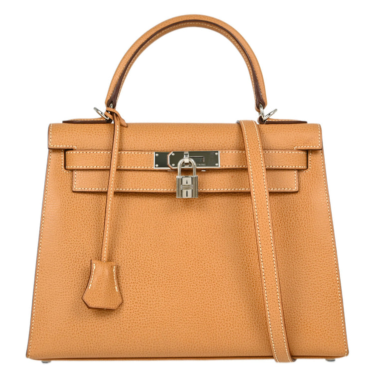 Hermes Natural Vache Liegee Kelly 28 Sellier 2way Shoulder Handbag