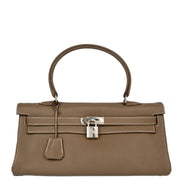 Hermes Etoupe Taurillon Clemence Shoulder Kelly Handbag