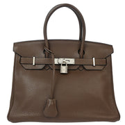 Hermes Brown Taurillon Clemence Birkin 30 Handbag