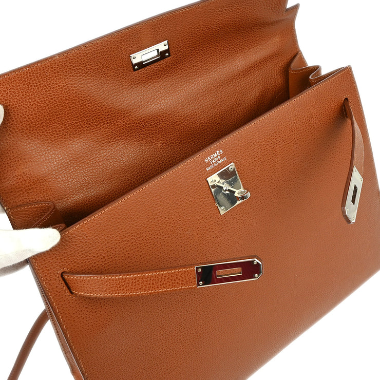 Hermes Brown Vache Liegee Kelly 35 Sellier 2way Shoulder Handbag