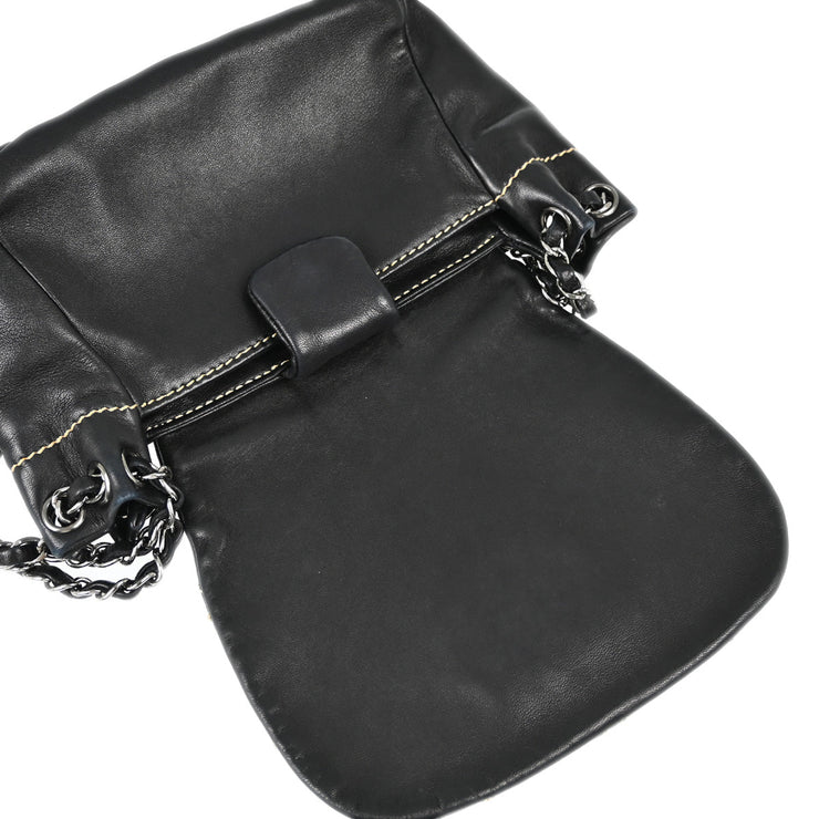 Chanel Black Lambskin Wild Stitch Shoulder Bag