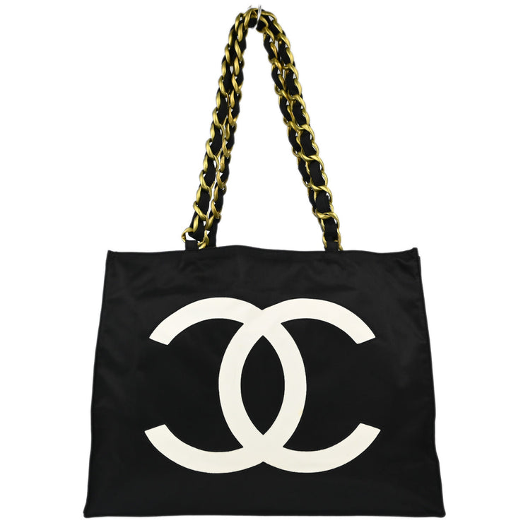 Chanel 1991-1994 Black Nylon Shoulder Tote Bag