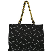 Chanel Black Canvas Shoulder Tote Bag