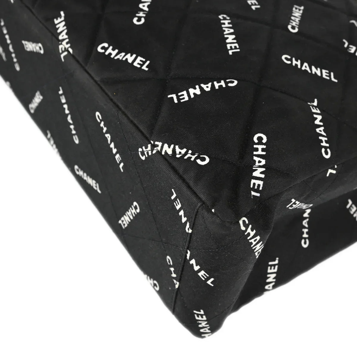 Chanel 1994-1996 Black Canvas Shoulder Tote Bag