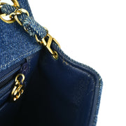 Chanel 1997-1999 Blue Denim Mini Classic Square Flap Shoulder Bag 17