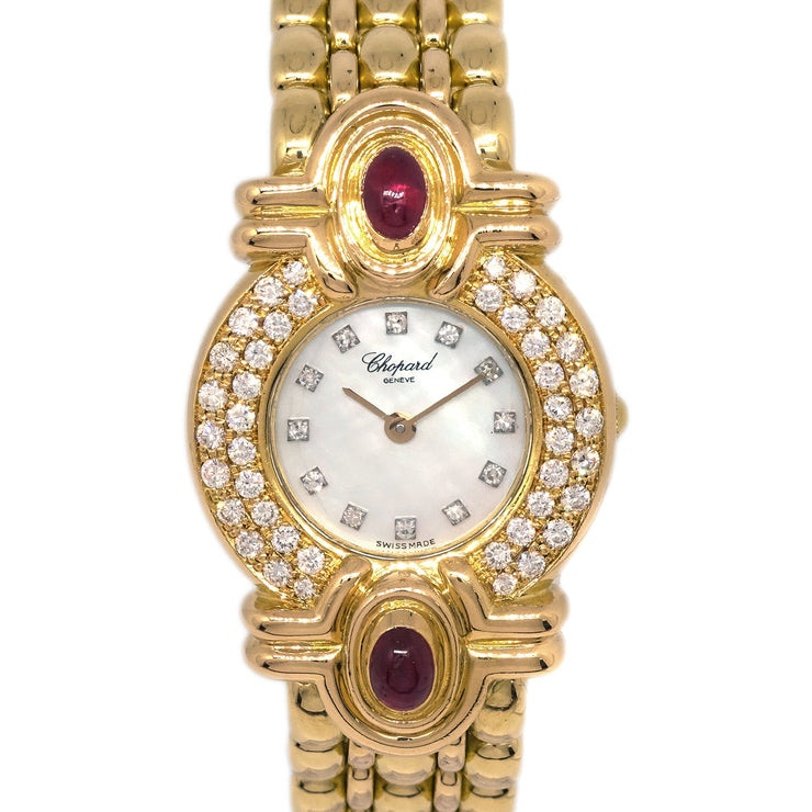 Chopard 1980-1990 YG Ruby Quartz Watch 18KYG Diamond