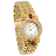 Chopard 1980-1990 YG Ruby Quartz Watch 18KYG Diamond