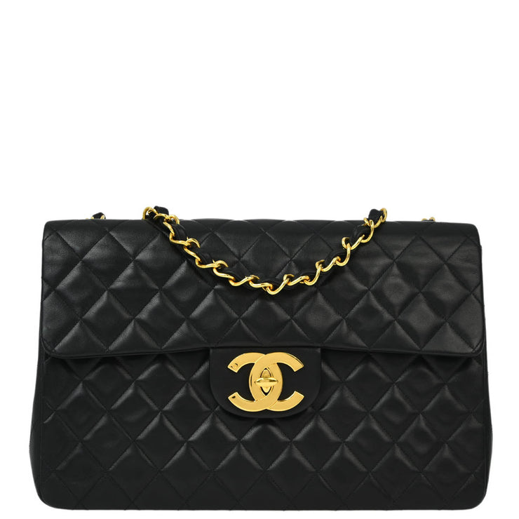 Chanel Black Lambskin Maxi Classic Flap Shoulder Bag