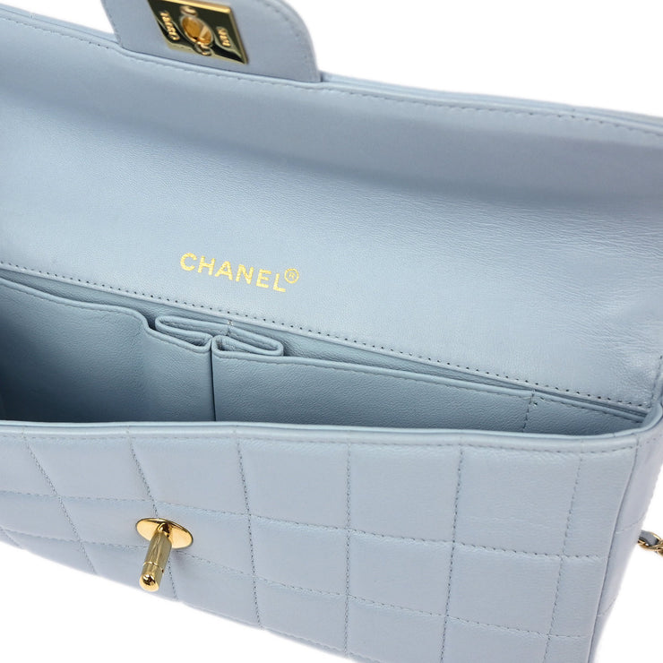 Chanel * Light Blue Lambskin Choco Bar East West Shoulder Bag