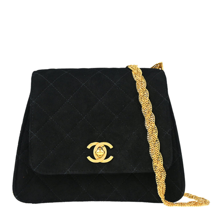 Chanel * Black Suede Flap Chain Shoulder Bag