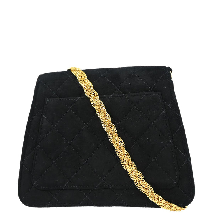 Chanel * Black Suede Flap Chain Shoulder Bag