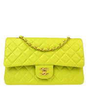 Chanel * 1996-1997 Light Green Lambskin Medium Classic Double Flap Shoulder Bag