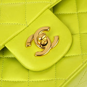 Chanel * Light Green Lambskin Medium Classic Double Flap Shoulder Bag