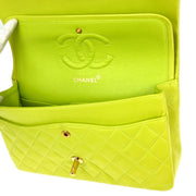 Chanel * 1996-1997 Light Green Lambskin Medium Classic Double Flap Shoulder Bag