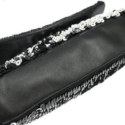 Chanel *Black Sequins Double Chain Flap Handbag