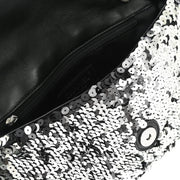 Chanel *Black Sequins Double Chain Flap Handbag