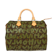 Louis Vuitton 2001 Khaki Monogram Graffiti Speedy 30 Handbag M92194