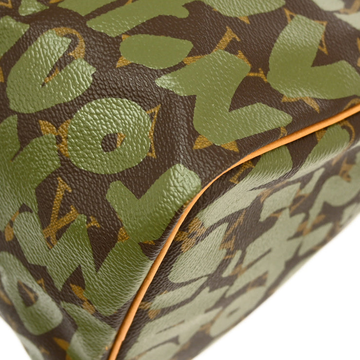 Louis Vuitton 2001 Khaki Monogram Graffiti Speedy 30 Handbag M92194