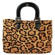 Fendi Brown Pony Hair Leopard Tote Handbag