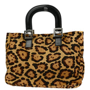 Fendi Brown Pony Hair Leopard Tote Handbag