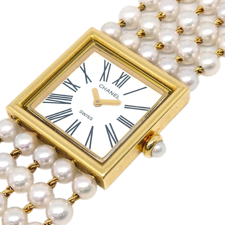 Chanel Mademoiselle Watch Quartz Pearl 18KYG #L