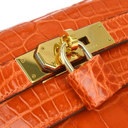 Hermes * Orange Crocodile Kelly 28 Sellier 2way Shoulder Handbag