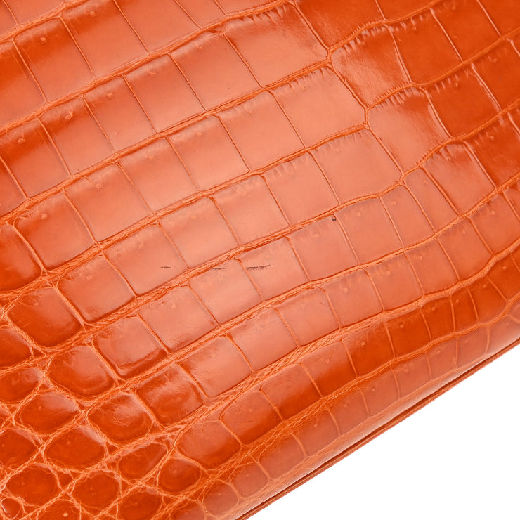 Hermes * 2005 Orange Crocodile Niloticus Kelly 28 Sellier 2way Shoulder Handbag