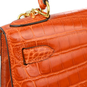 Hermes * 2005 Orange Crocodile Niloticus Kelly 28 Sellier 2way Shoulder Handbag