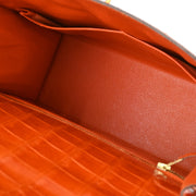 Hermes * Orange Crocodile Kelly 28 Sellier 2way Shoulder Handbag