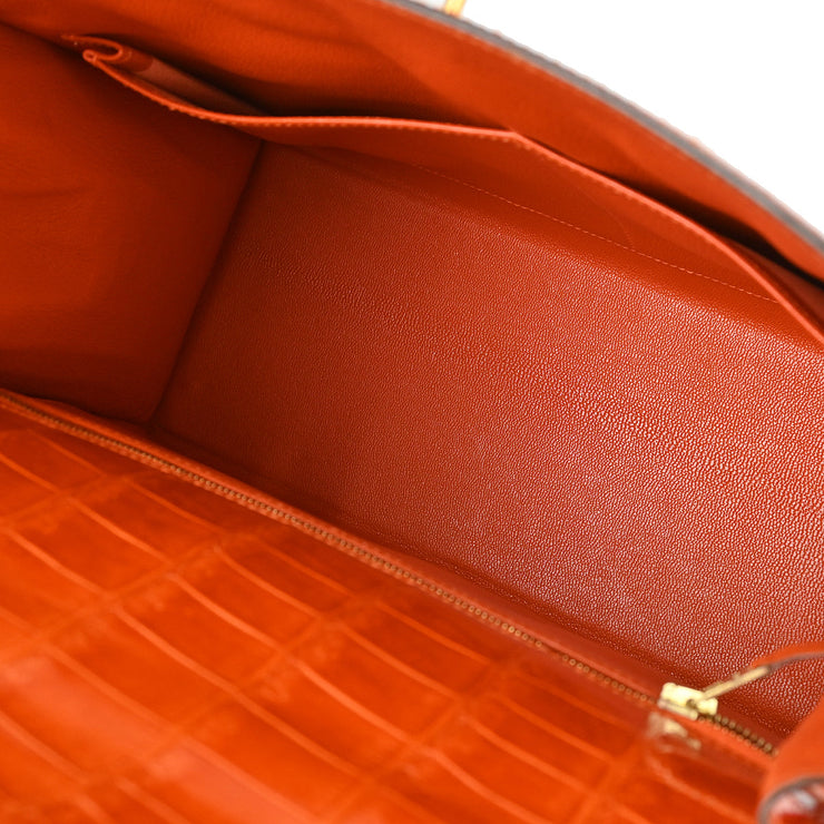 Hermes * 2005 Orange Crocodile Niloticus Kelly 28 Sellier 2way Shoulder Handbag