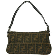 Fendi Brown Wool Zucca Baguette Handbag