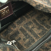 Fendi Brown Wool Zucca Baguette Handbag