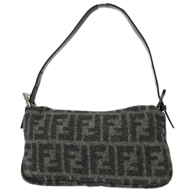 Fendi Gray Wool Zucca Baguette Handbag