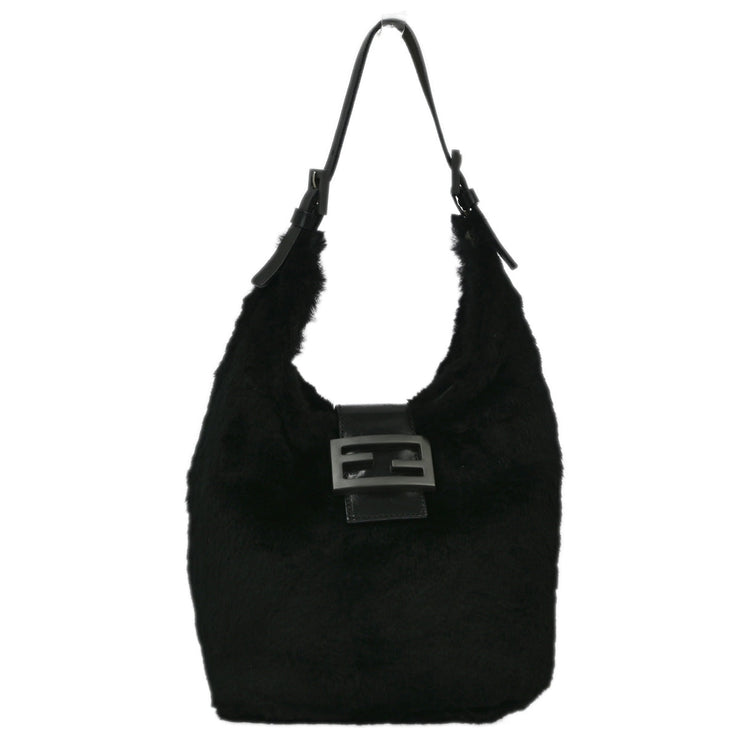 Fendi Black Fur Hobo Handbag