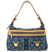 Louis Vuitton 2005 Blue Monogram Denim Baggy PM Shoulder Bag M95049