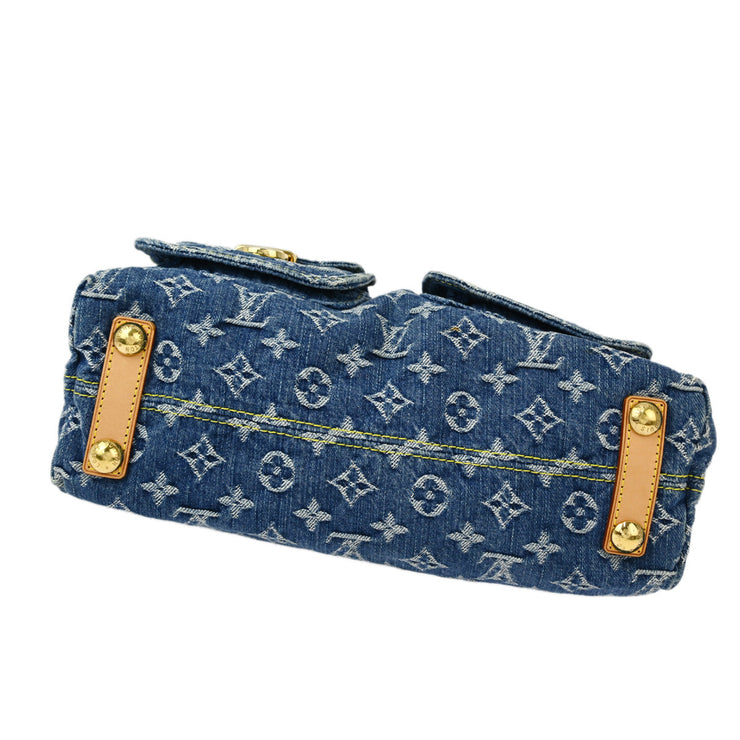 Louis Vuitton 2005 Blue Monogram Denim Baggy PM Shoulder Bag M95049