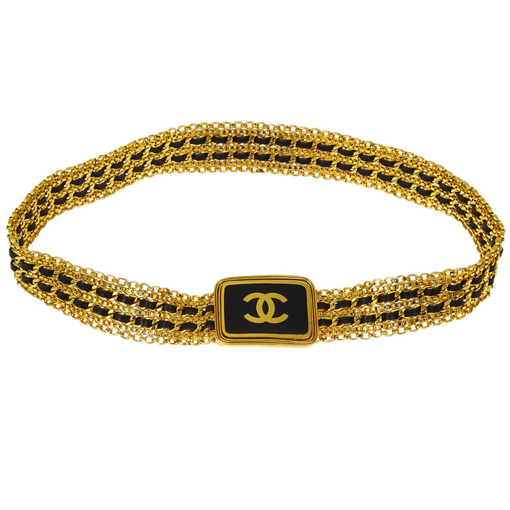 Chanel Buckle Chain Belt Black 96A Small Good