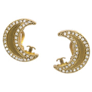 Chanel Moon Rhinestone Earrings Clip-On Gold 01P