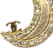 Chanel Moon Rhinestone Earrings Clip-On Gold 01P