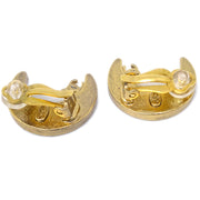 Chanel Moon Rhinestone Earrings Clip-On Gold 01P