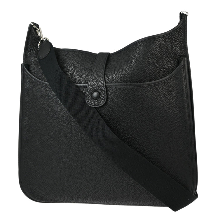 Hermes Black Taurillon Clemence Evelyne 2 41 TGM Shoulder Bag