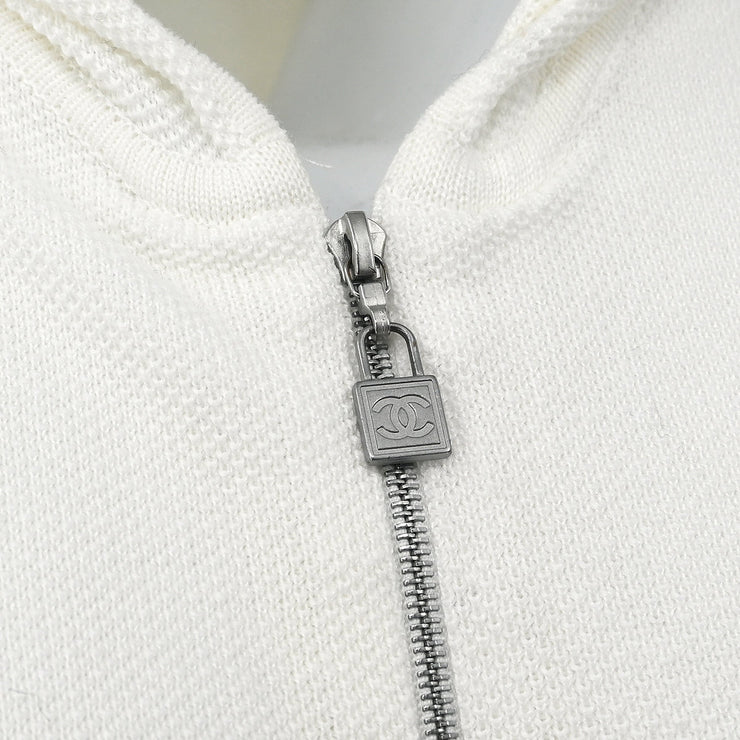 Chanel 2005 Sport Line Hoodie Zip Up Top White #42