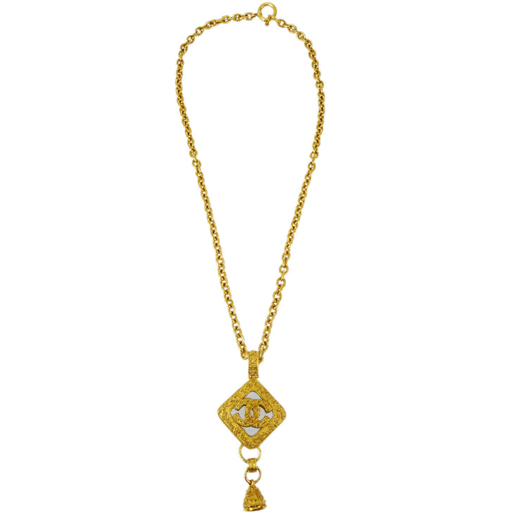 Chanel Bell Mirror Chain Pendant Necklace Gold 94A