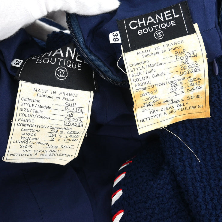 Chanel 1994 Setup Suit Jacket Skirt Navy #38