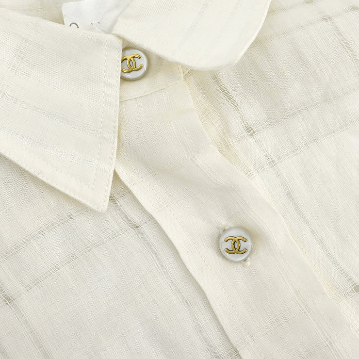 Chanel Shirt Blouse White 03317 #38