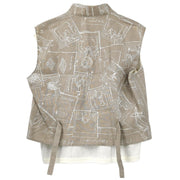 Hermes Ensemble Sleeveless Jacket Top Beige #42 #L