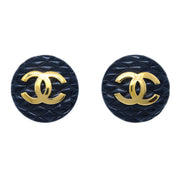 Chanel Black Button Earrings Clip-On